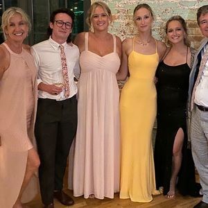 Pink bridesmaid dress with pockets